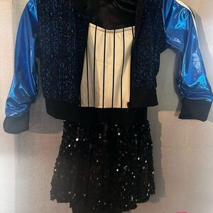 Weissman Blue and Black Sequin Dance Costume